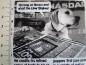 Preview: Patchworkstoff in Zeitungsoptik mit Texten und Bildern zum Thema Hund und Hundehalter. Nahansicht mit Maß.