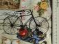 Preview: Romantischer Patchworkstoff mit Fahrrad, Blumen, Herzen in Paris. Von Timeless Treasures. Detailansicht mit Maß.