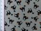 Preview: Patchworkstoff aus der Serie Spooky Delights. Kleine schwarze Katzen auf grau. Detailansicht mit Maß.