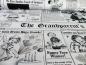 Preview: Patchworkstoff von Timeless  Treasures in Zeitungsoptik zum Thema Großeltern und Enkelkinder. Ausschnitt.