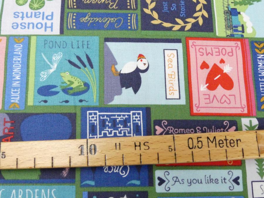 Preview: Patchworkstoff von Lewis und Irene mit Bücher - Detailansicht