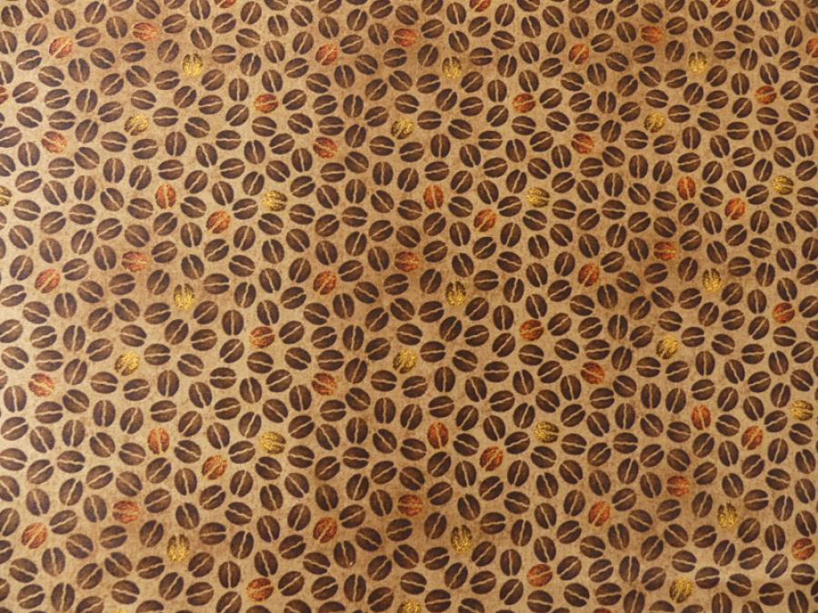 Preview: Stoff mit vielen braunen Kaffeebohnen von Quilting Treasures aus der Serie Daily Grind.