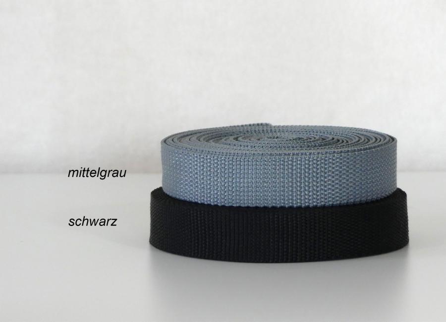 Preview: Gurtband 25mm ind schwarz und grau