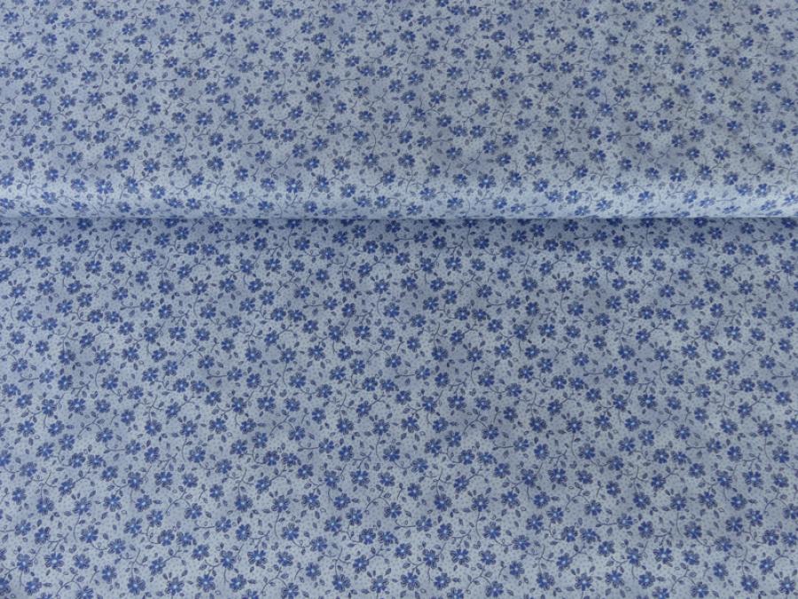 Preview: Stoff. Lecien. Kleine Blumen in der Farbe jeansblau.