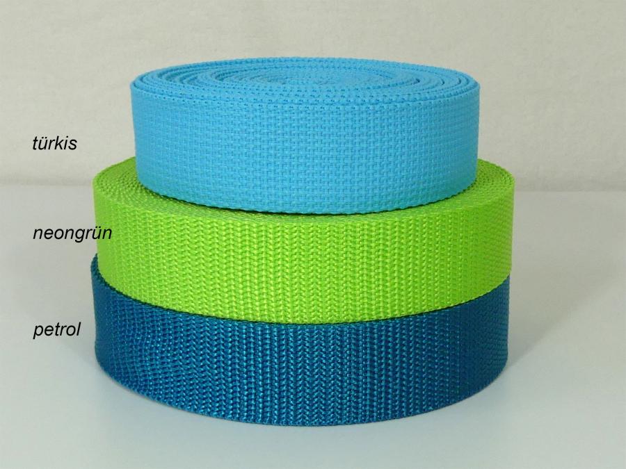 Preview: Gurtband 30mm türkis, neoangrün, petrol
