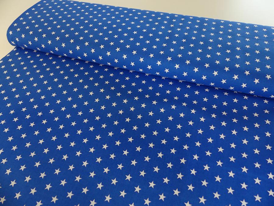 Baumwollstoff, Sterne, 0,9cm, royal blau