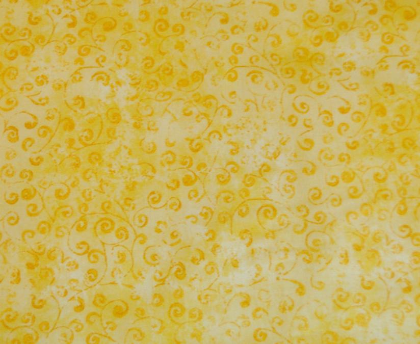 Patchworkstoff mit floralemMuster in gelb von Quilting Treasures.