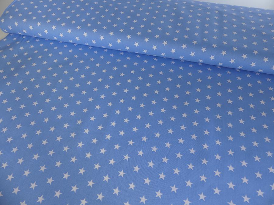 Baumwollstoff, Sterne, 0,9cm, hellblau