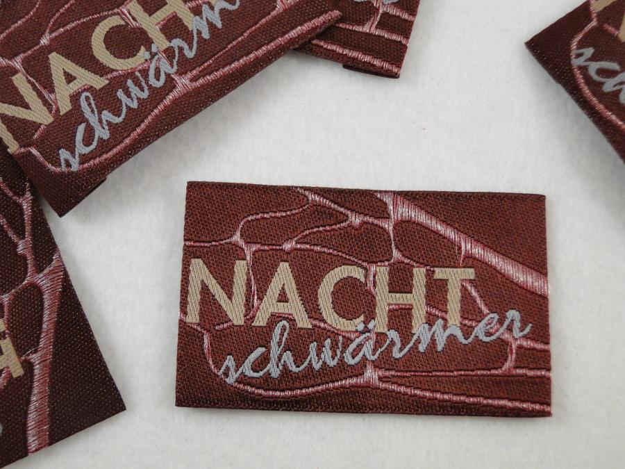 Etikett zum Aufnähen Nachtschwärmer bordeaux