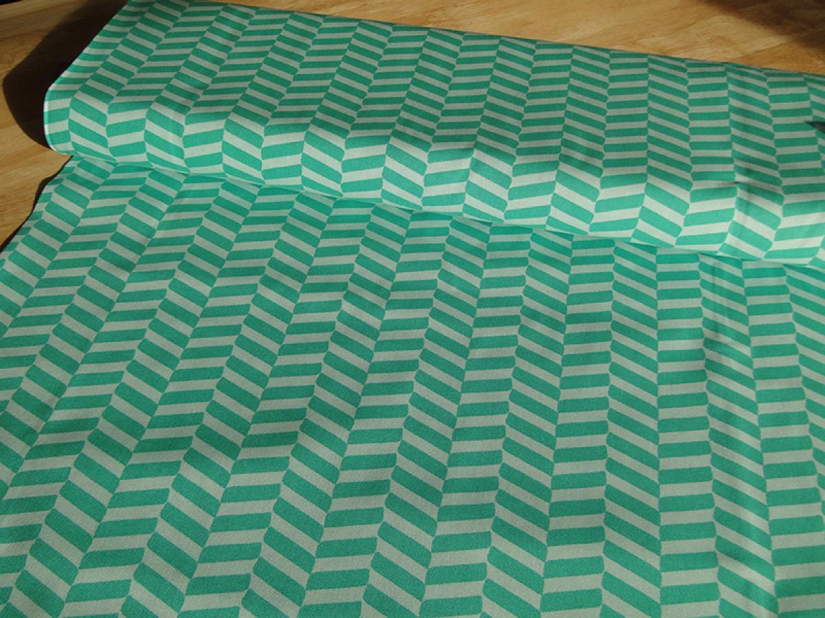 Patchworkstoff, Meterware mit zickzack Muster in türkis