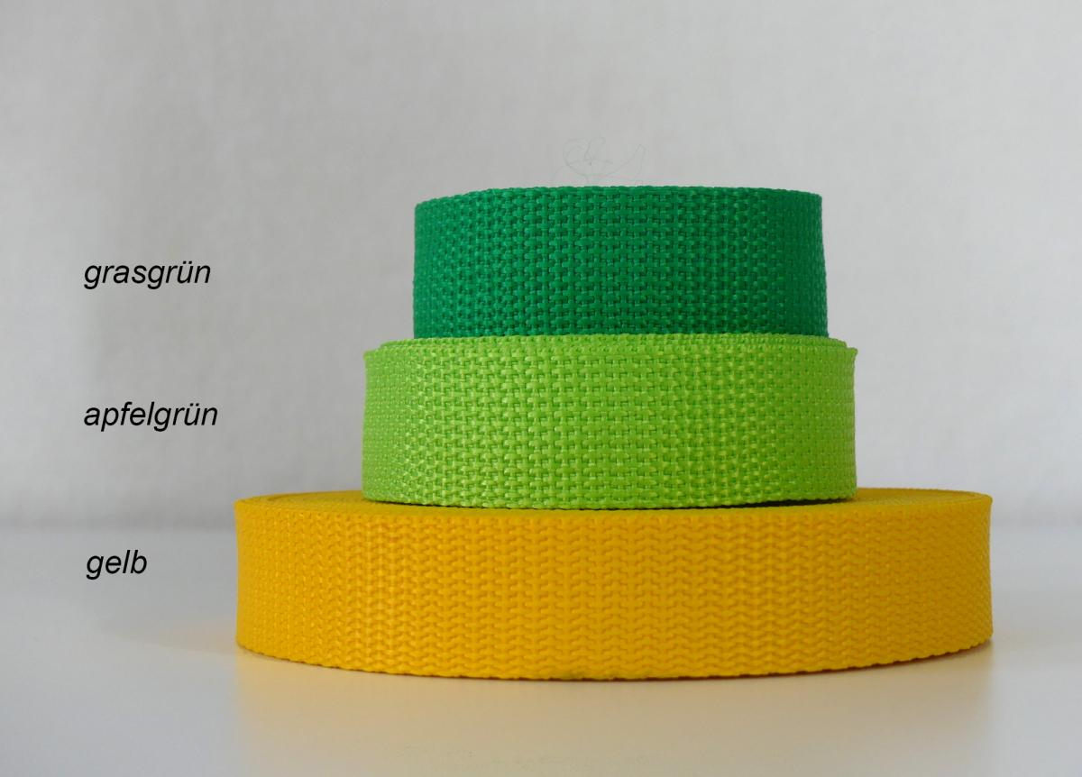 Gurtband 25mm ind Grün- und Gelöbtönen