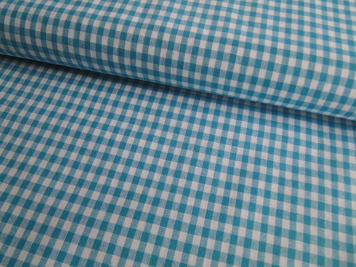 Baumwollstoff, Karo,0,5cm, türkis