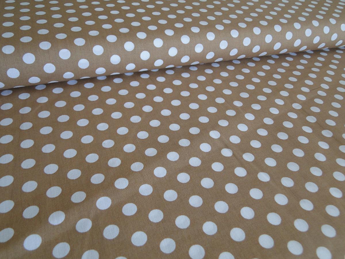 Baumwollstoff, Meterware,Punkte, beige