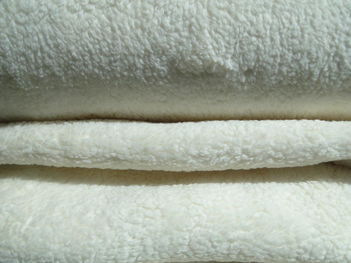 Teddy Plüsch Meterware Fleece wollweiß ecru