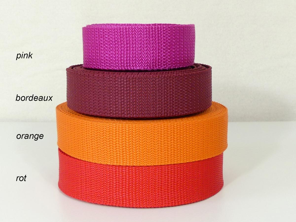 Gurtband 30mm pink, bordeaux, orange, rot