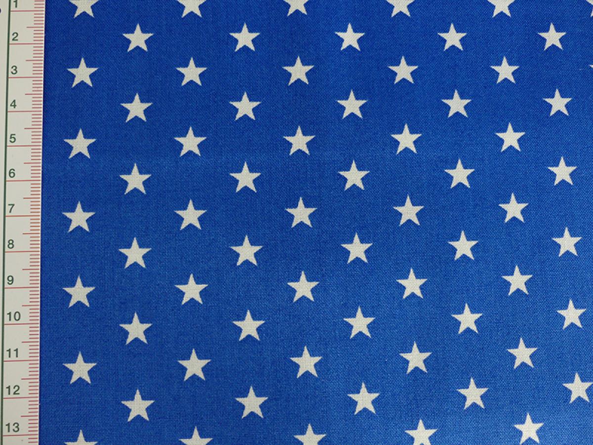 Verschiedene Baumwollstoffe in royal blau. Detailansicht mit Maß.