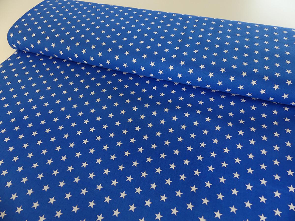 Baumwollstoff, Sterne, 0,9cm, royal blau