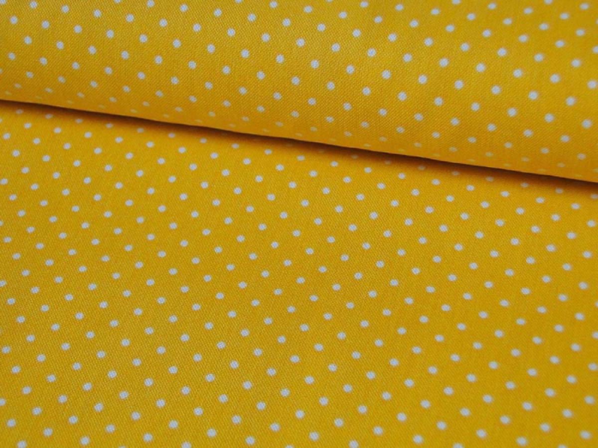 Baumwollstoff, Punkte,0,7cm, gelb