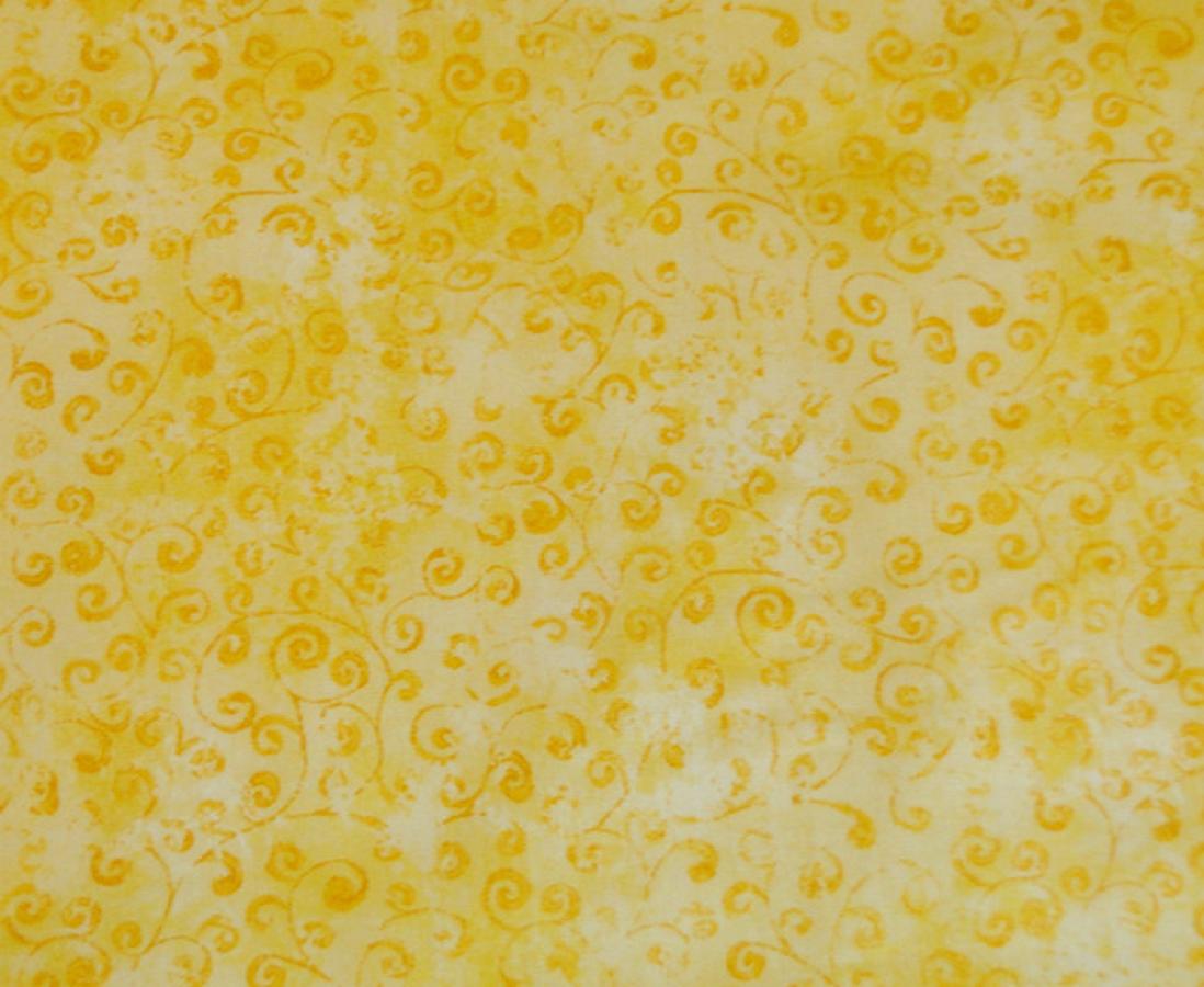 Patchworkstoff mit floralemMuster in gelb von Quilting Treasures.