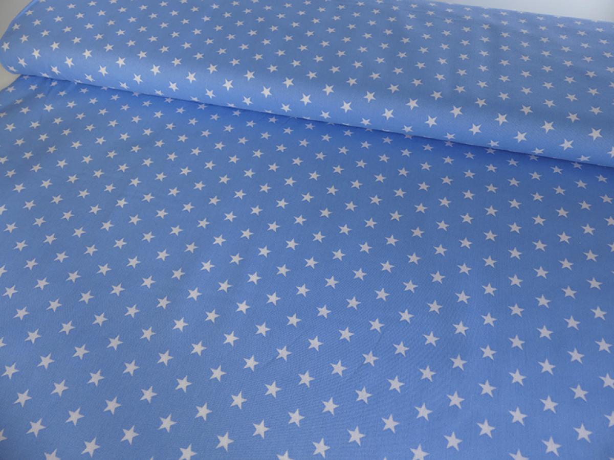 Baumwollstoff, Sterne, 0,9cm, hellblau