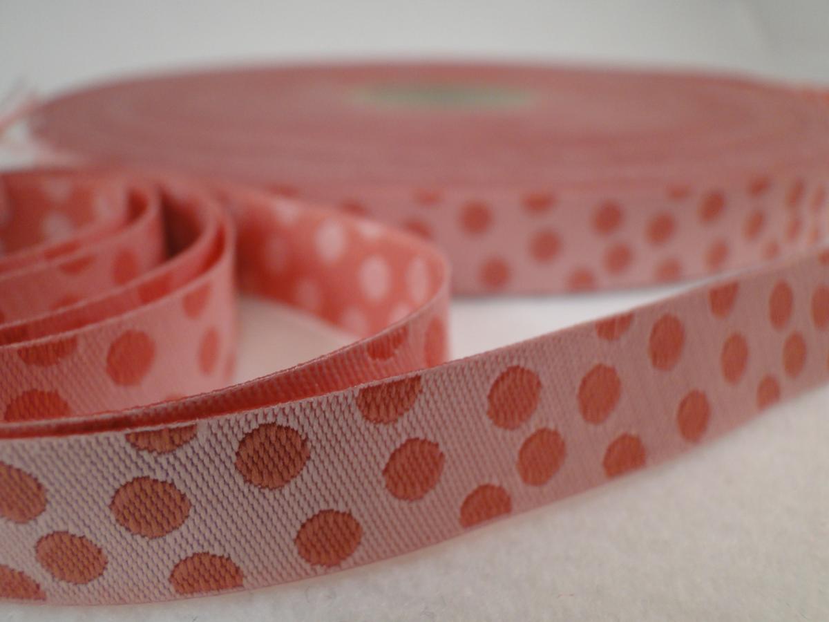 Webband rosa mit rosa Punkten Ton in Ton